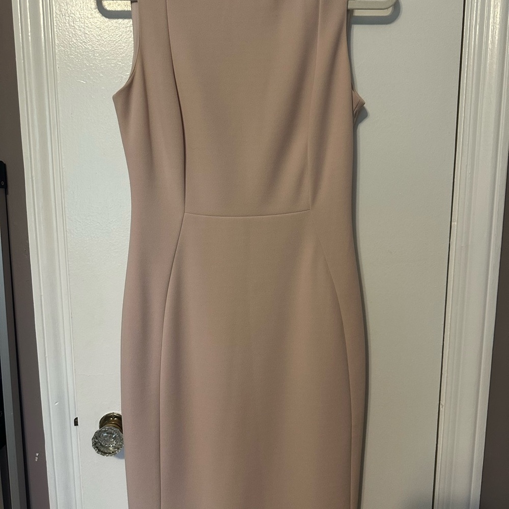Calvin Klein Neutral Pink Sheath Midi Career  Sleeveless Dress